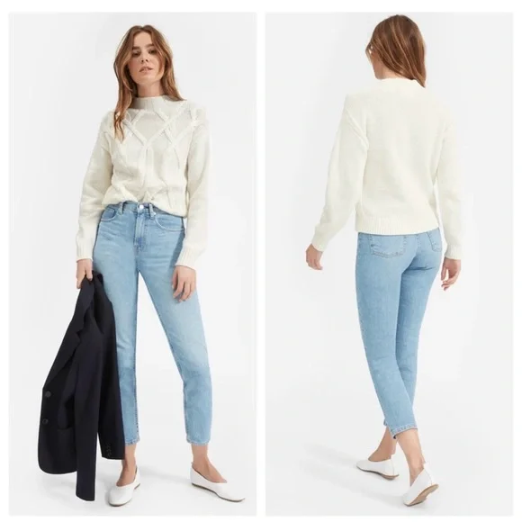 Everlane Wool Cream Cable Knit Mock Neck Sweater - Picture 6 of 10